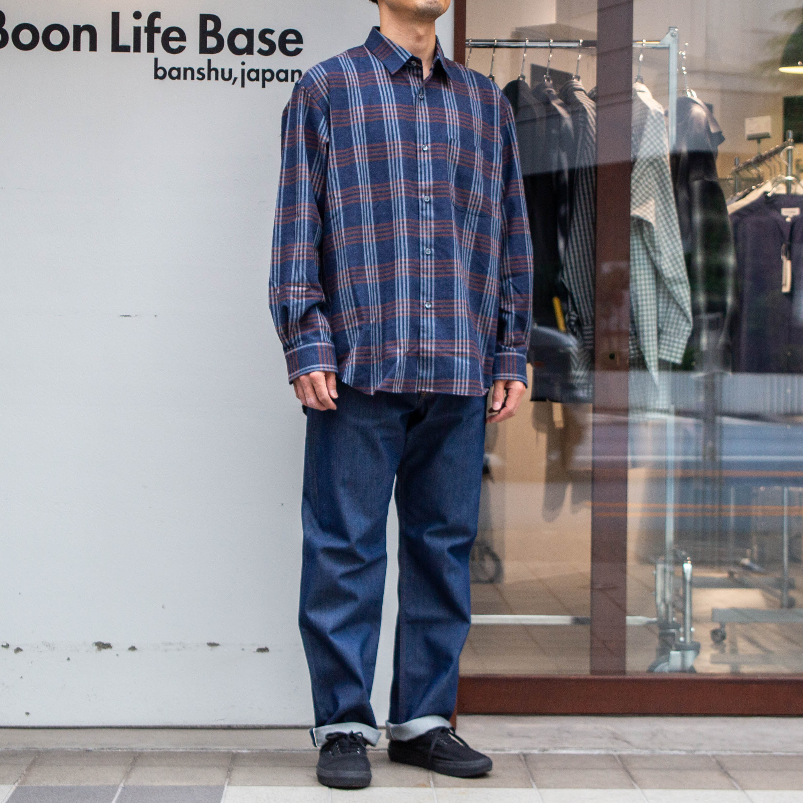 播州織　綿フランネル　ワイドシルエットシャツ