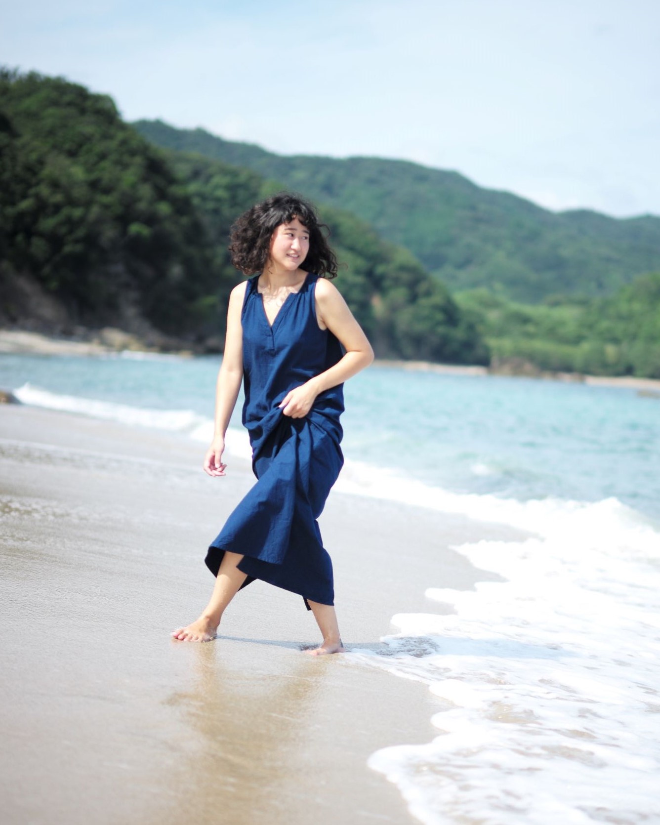 旅する藍とワンピース【艶-TSUYA-SKIRT | JAPAN BLUE（無地）】