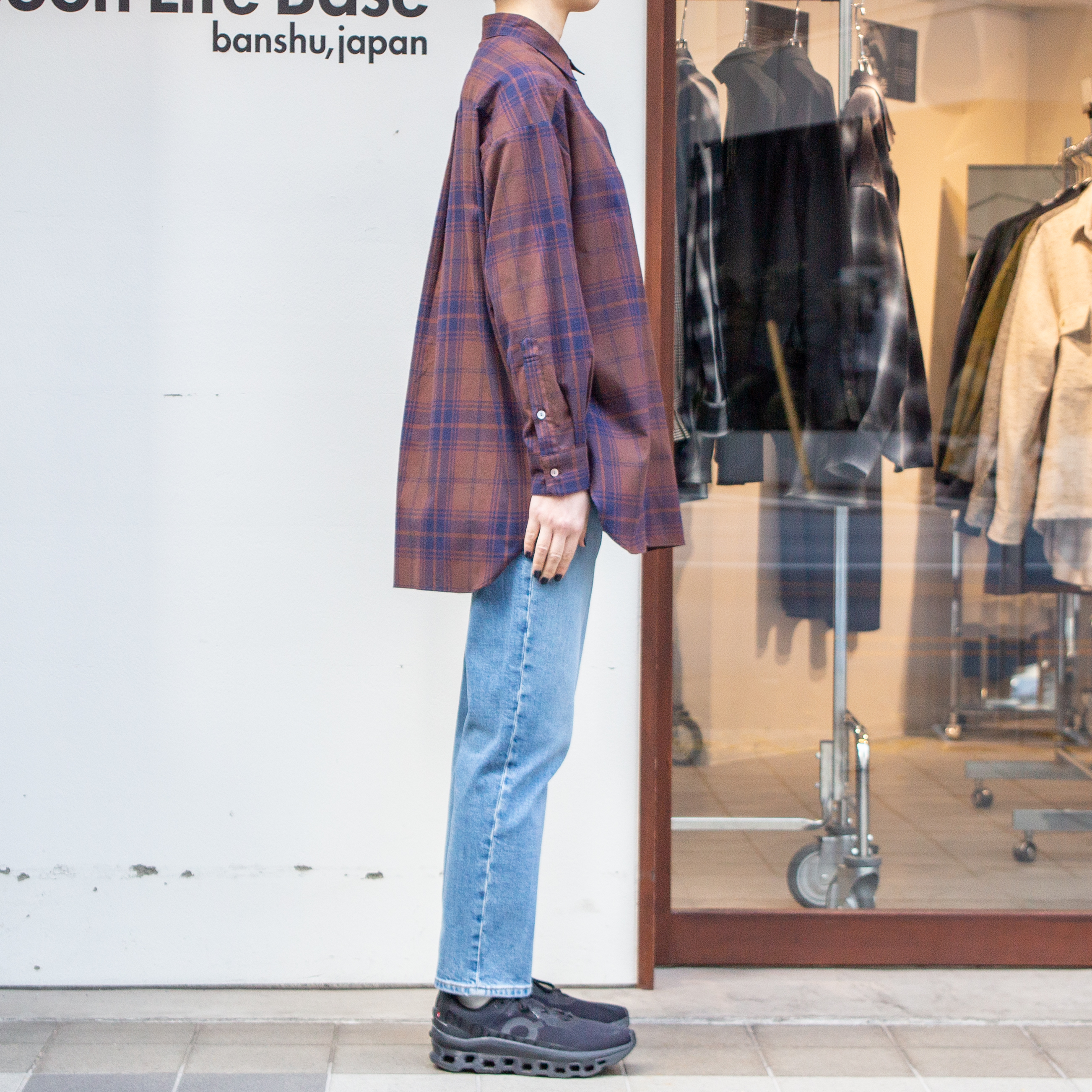 播州織　綿フランネル　チェックチュニック