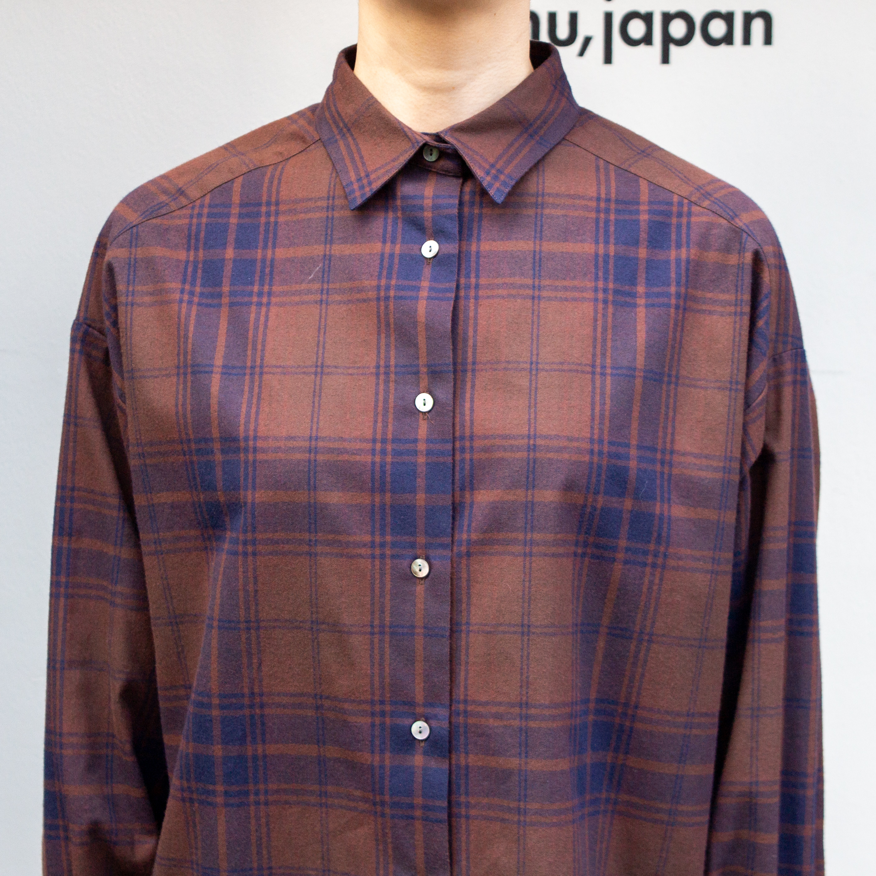 播州織　綿フランネル　チェックチュニック