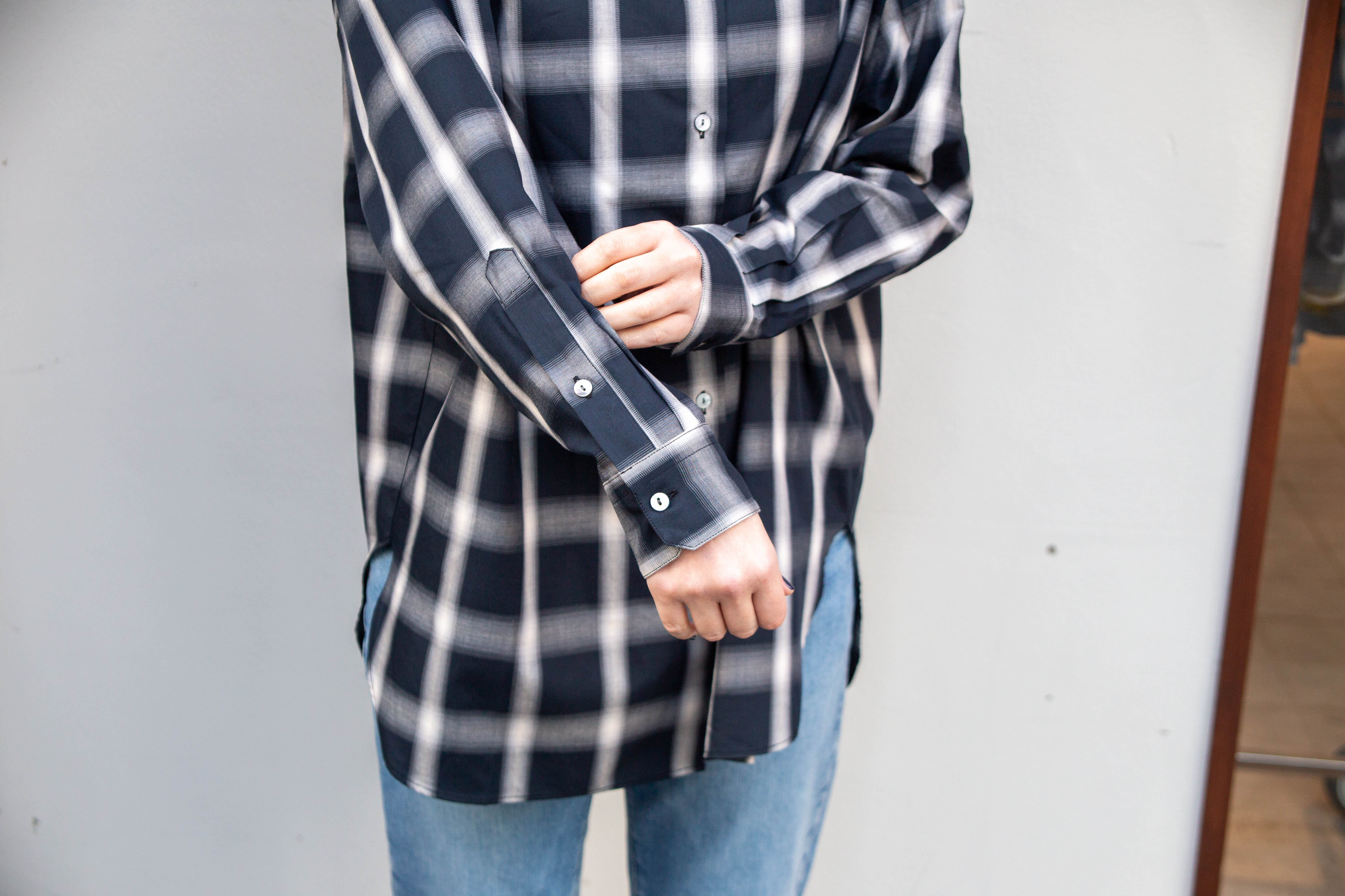 播州織　オンブレチェックチュニック