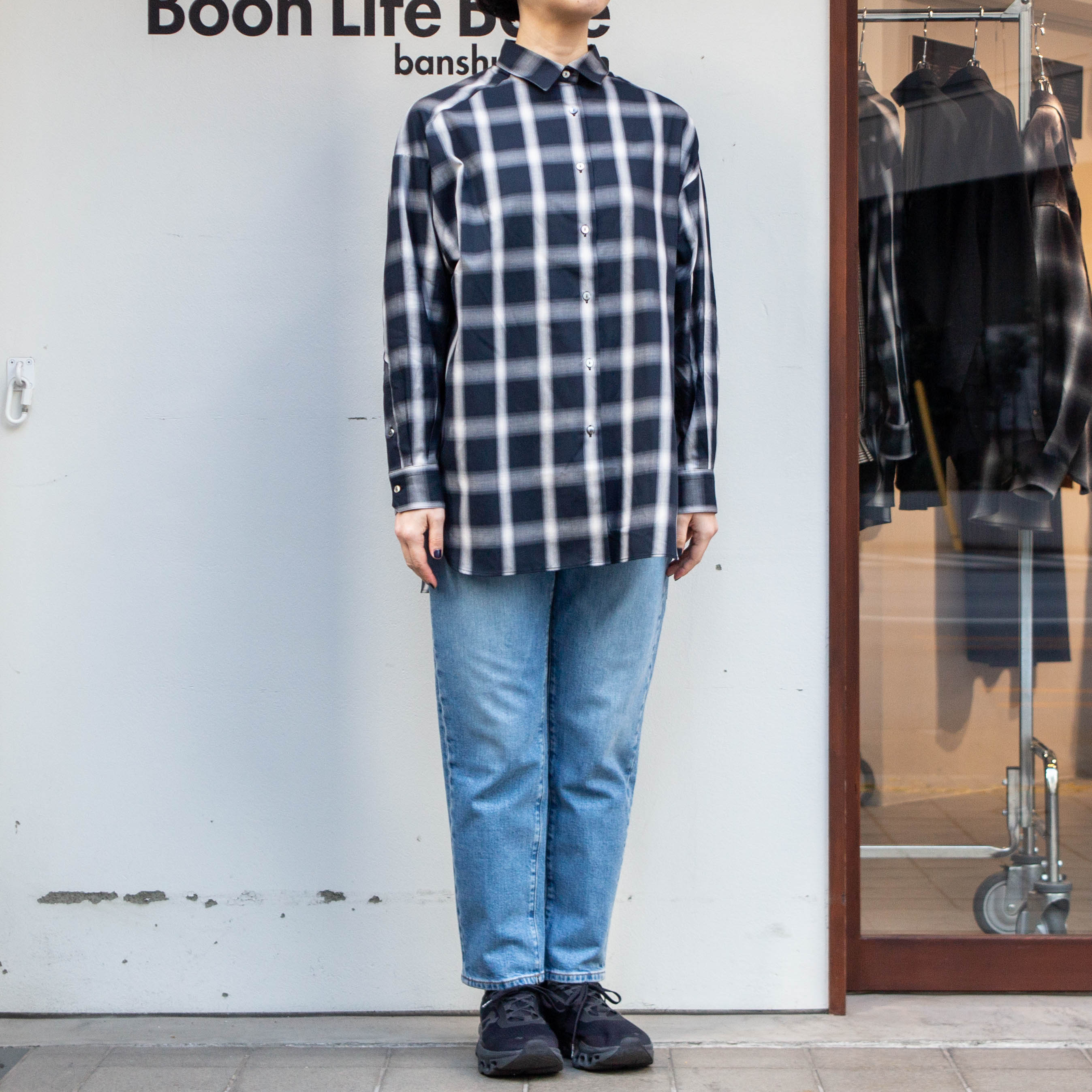 播州織　オンブレチェックチュニック