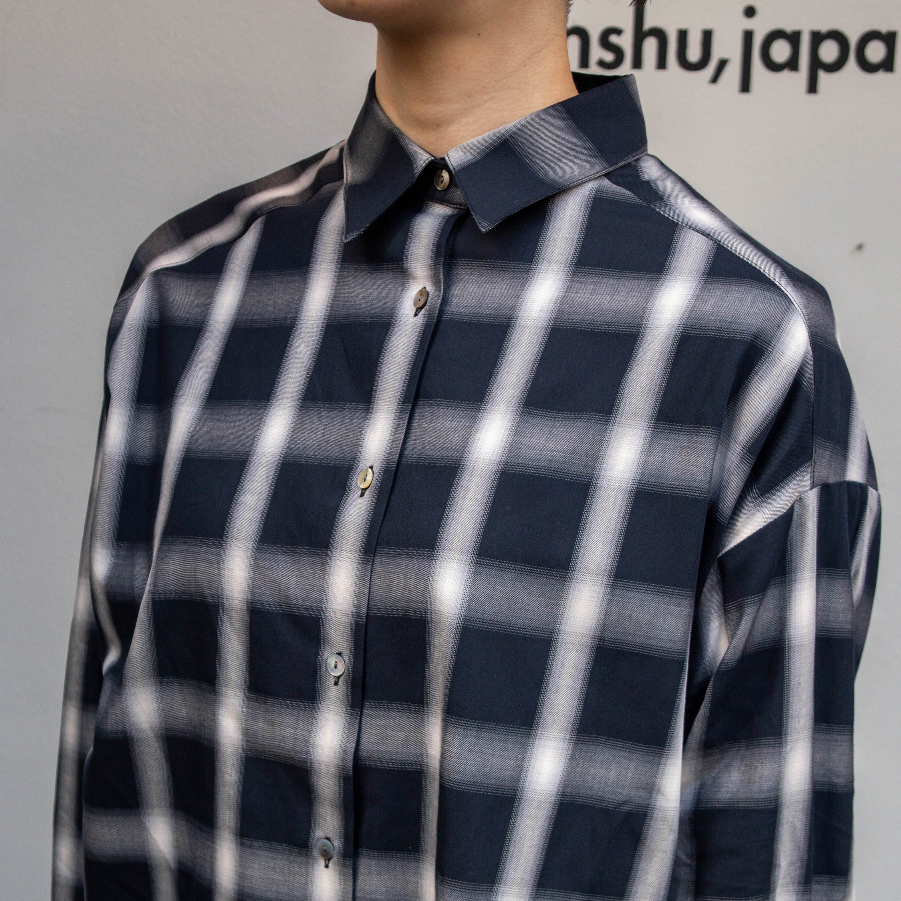 播州織　オンブレチェックチュニック