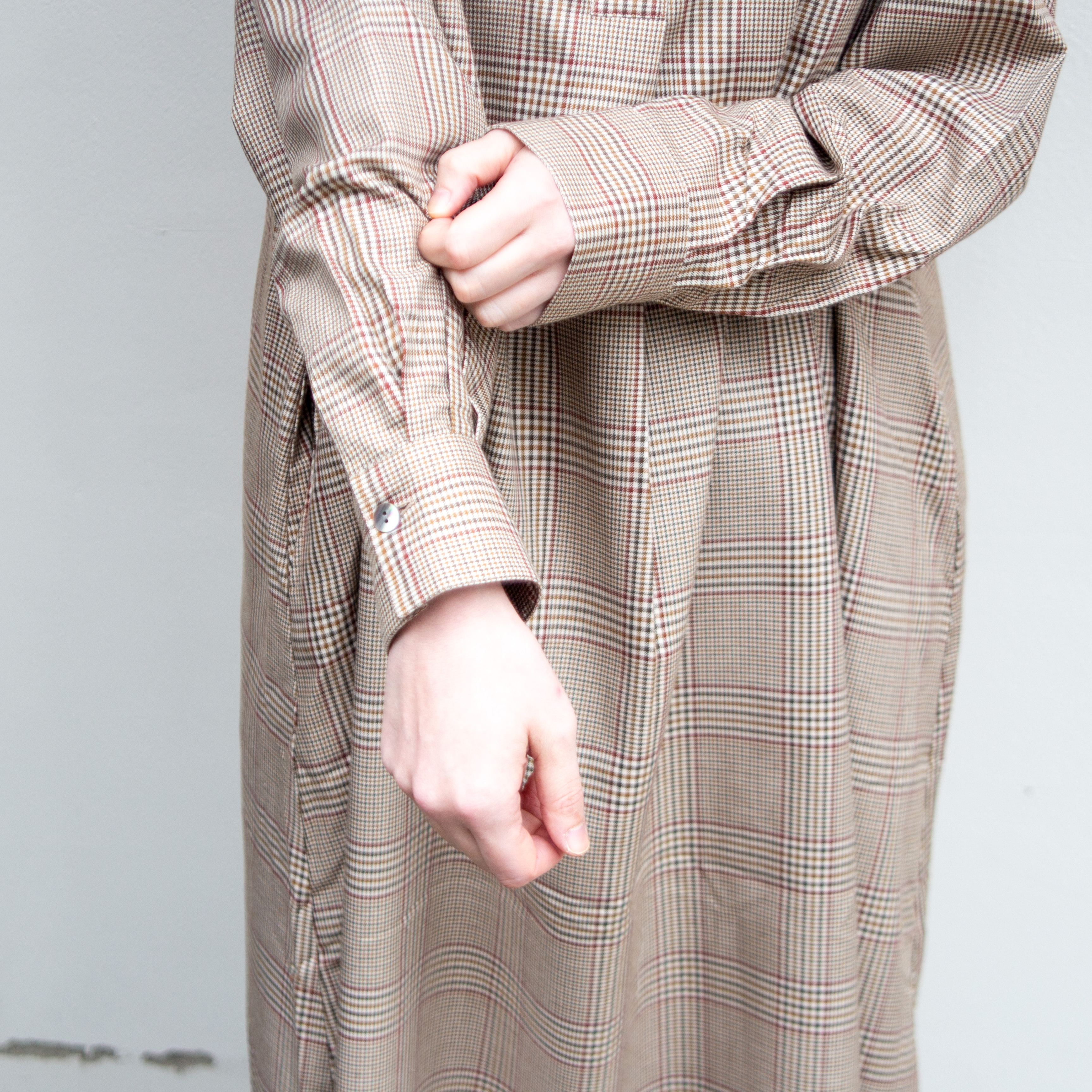 播州織　綿キュプラ　グレンチェック　Aラインワンピース